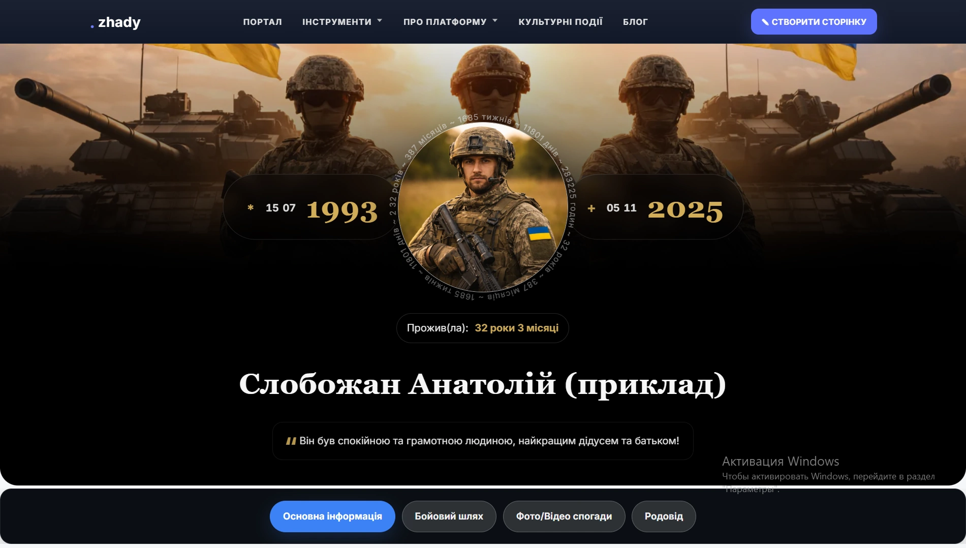 Що таке цифровий меморіал?​ Приклад цифрового меморіалу онлайн сторінки пам'яті військового